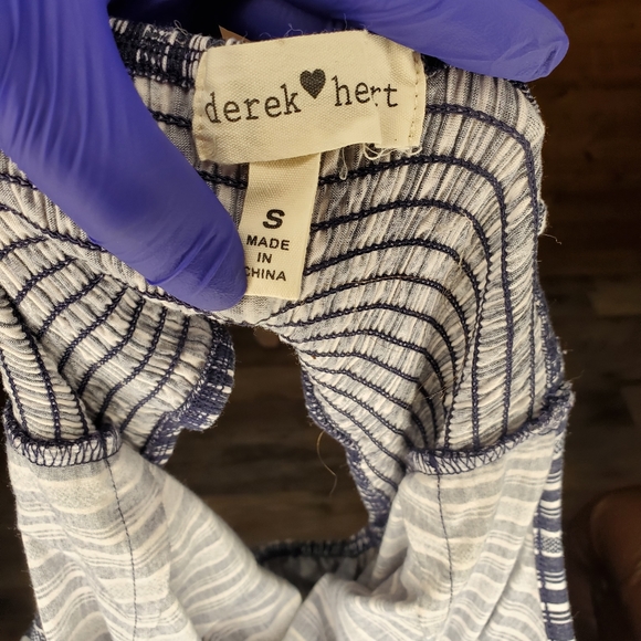 ♥️ Derek heart Jumpsuit black&white striped print tie spaghetti straps Size S - Picture 6 of 7